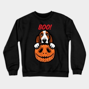 Halloween Pumpkin Basset Hound Crewneck Sweatshirt